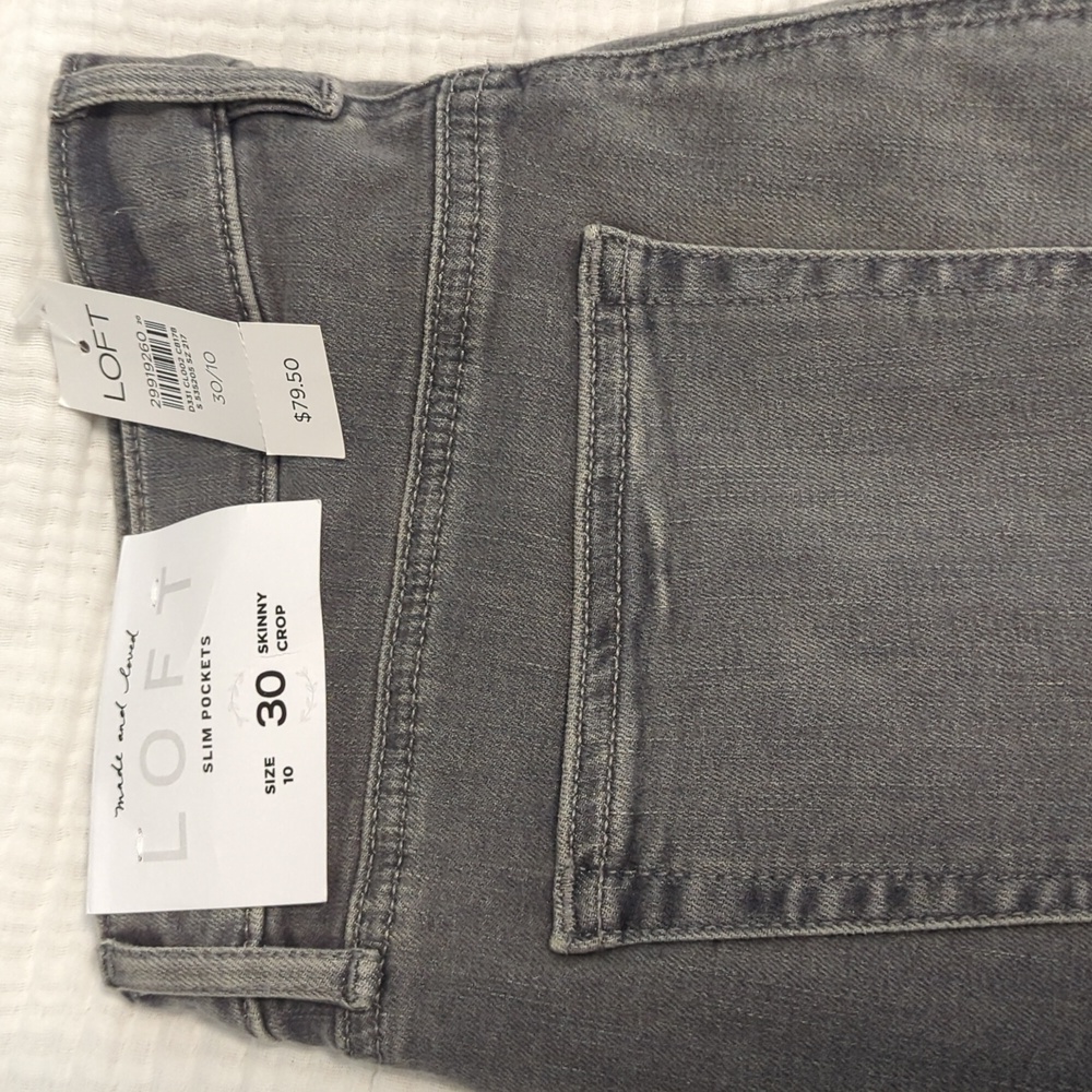 LOFT Grey Skinny Crop Jeans, Size 10